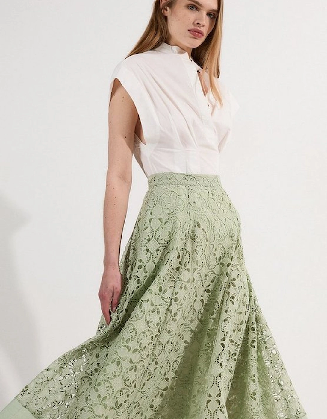 Cutwork Embroidery Woven Midi Prom Skirt, 5 of 4