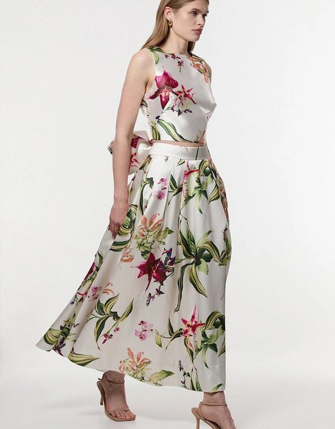 Garden Floral Twill Bow Woven Prom Skirt, 4 of 3