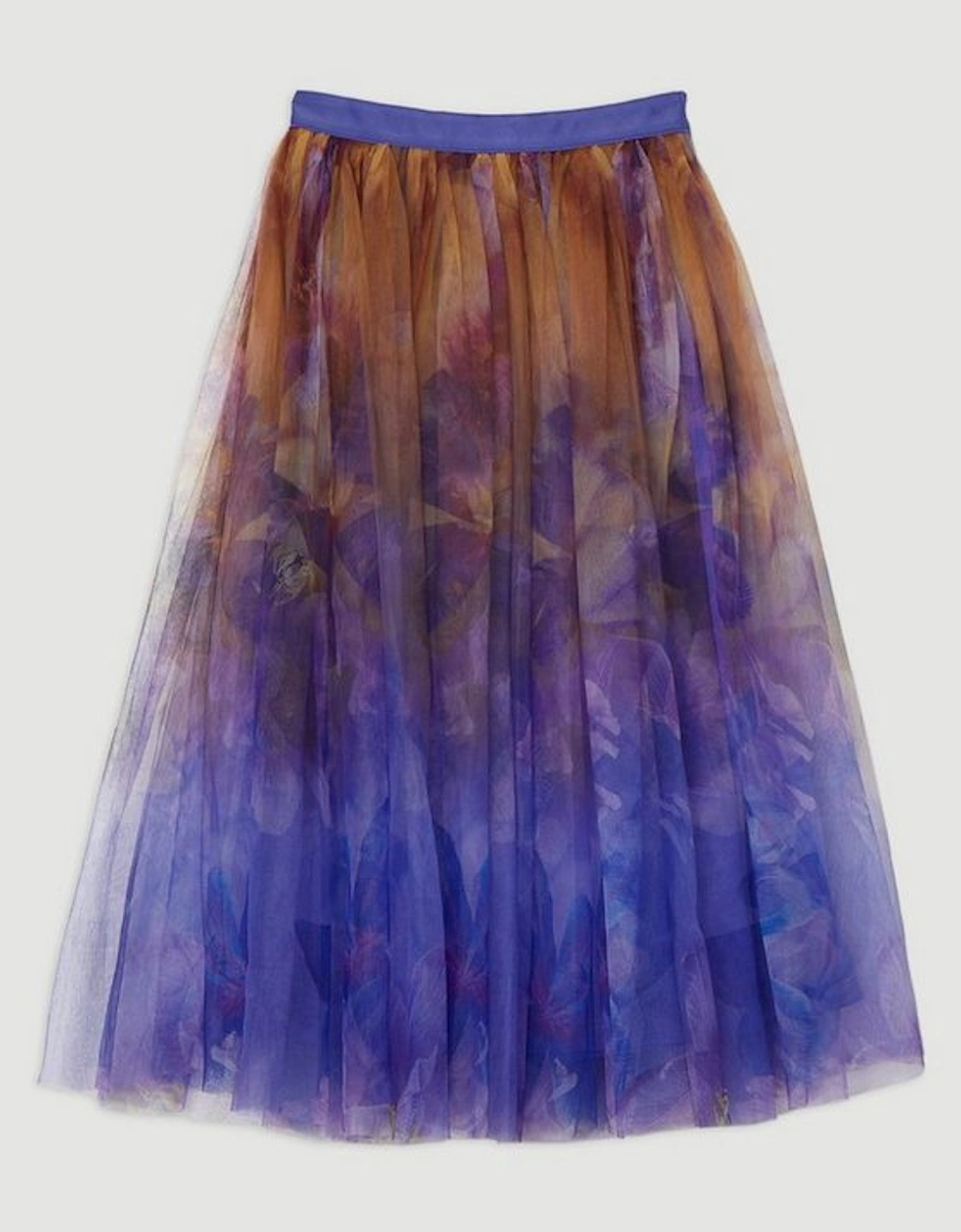 Floral Tulle Woven Maxi Skirt
