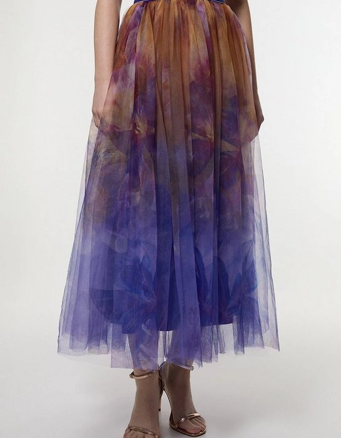 Floral Tulle Woven Maxi Skirt