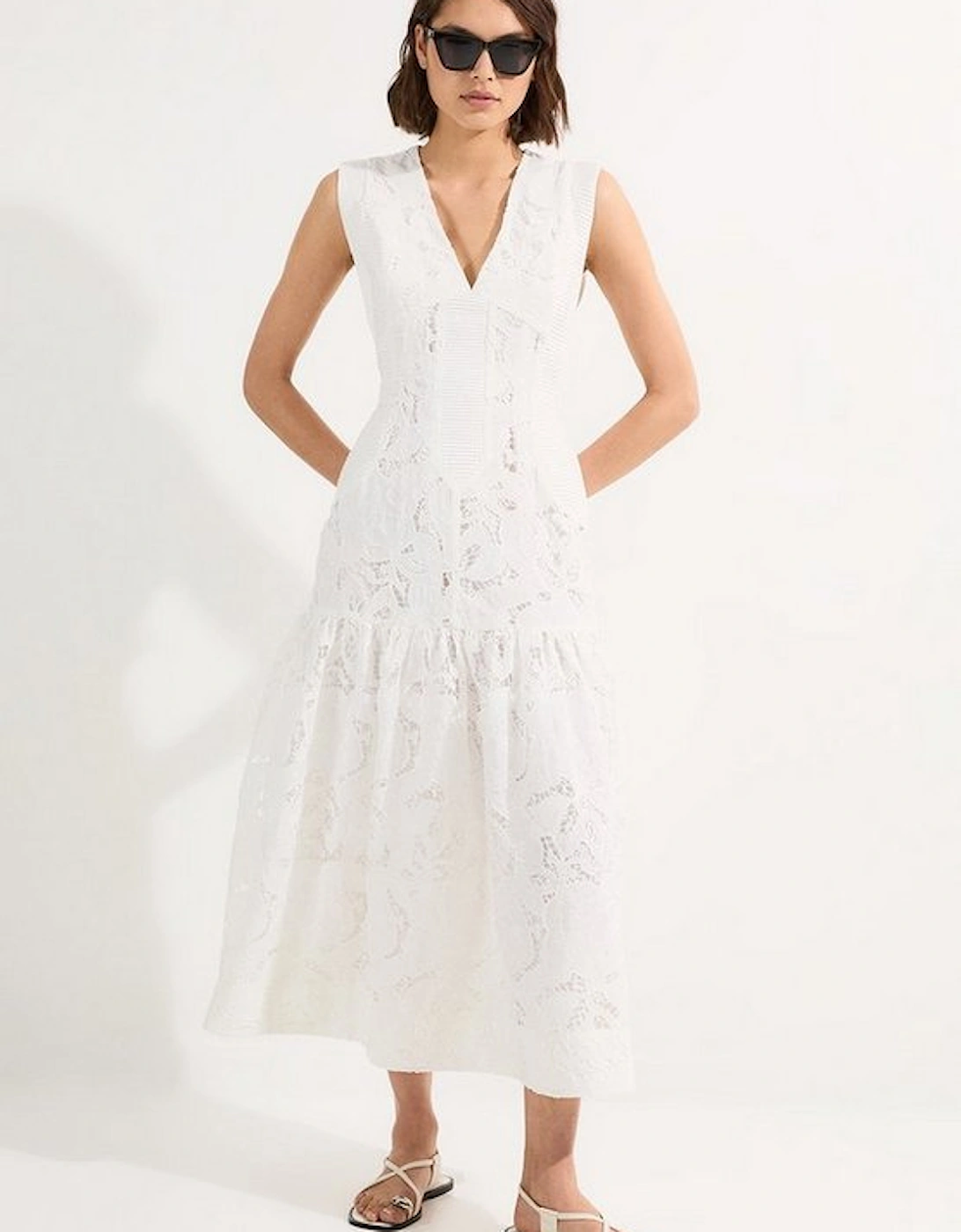 Cutwork Broderie Tiered Woven Maxi Dress, 5 of 4