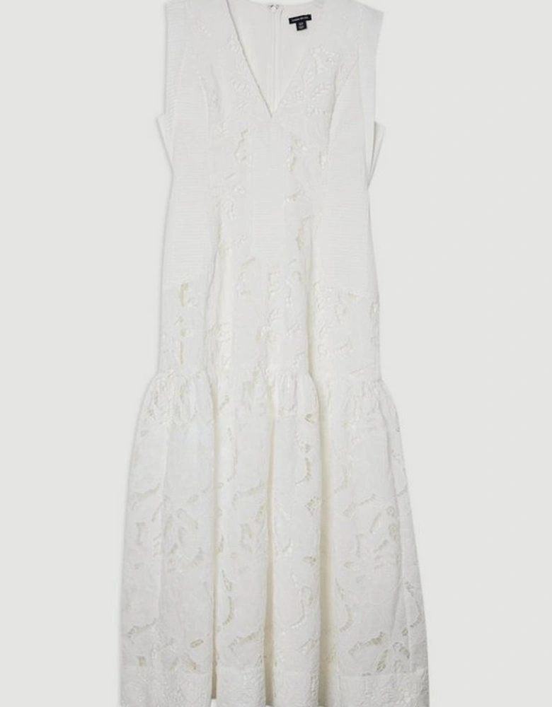 Cutwork Broderie Tiered Woven Maxi Dress