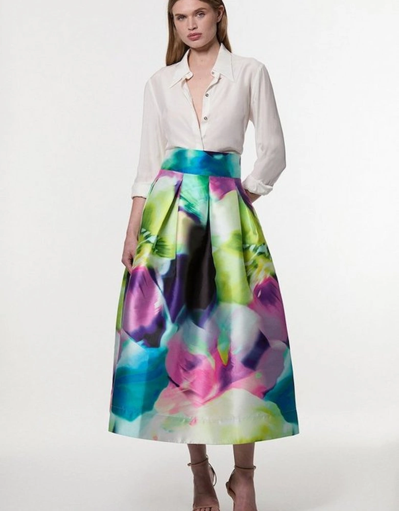 Floral Twill Woven Prom Skirt