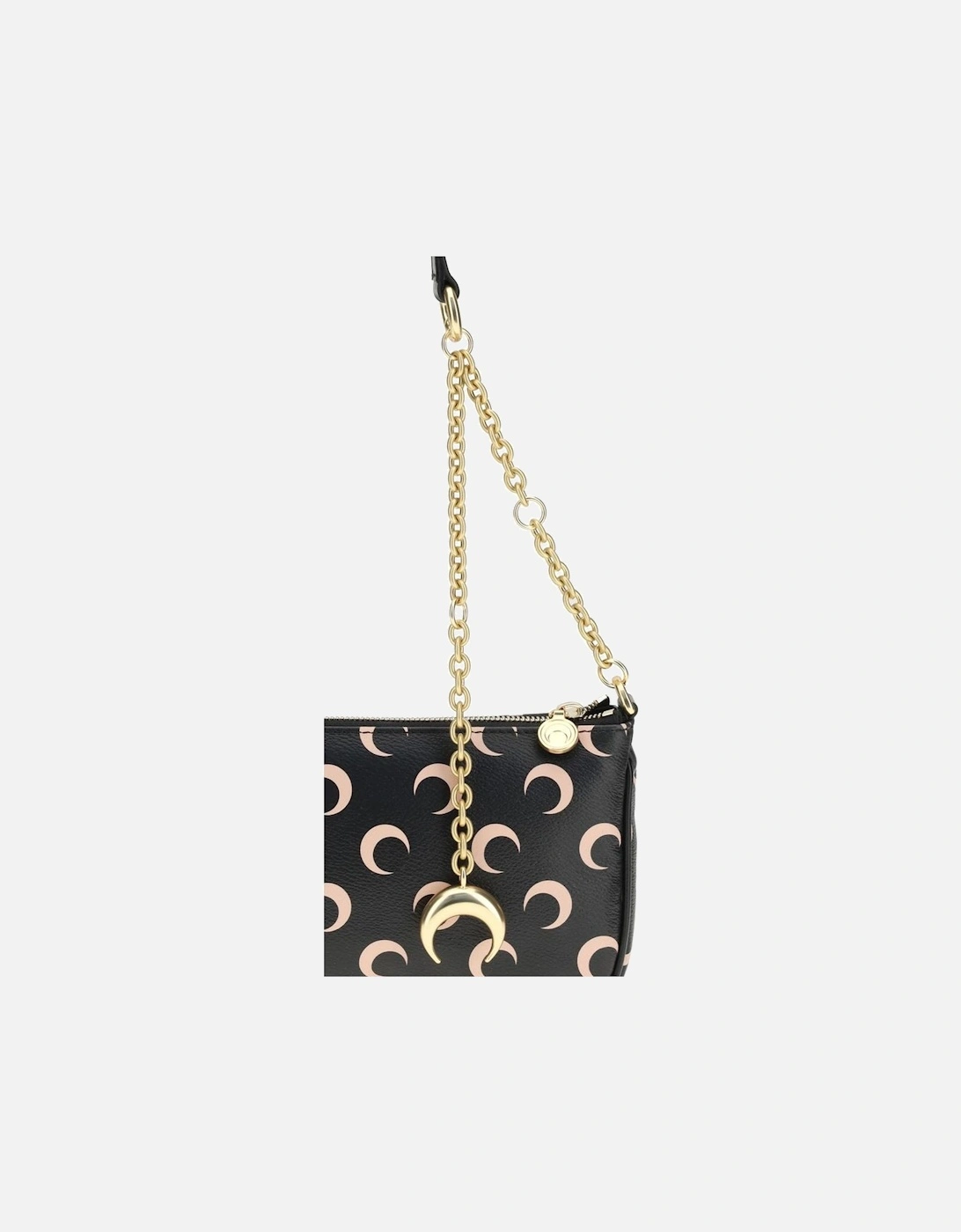 Moon Pattern Shoulder Bag with Adjustable Chain Women - Black