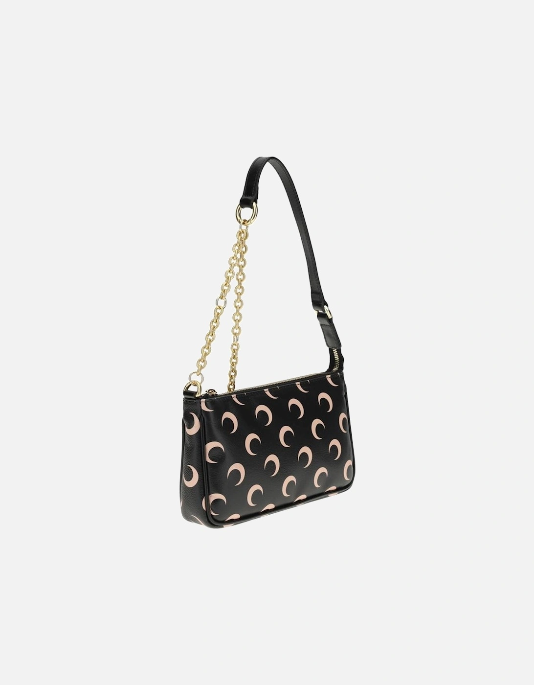 Moon Pattern Shoulder Bag with Adjustable Chain Women - Black