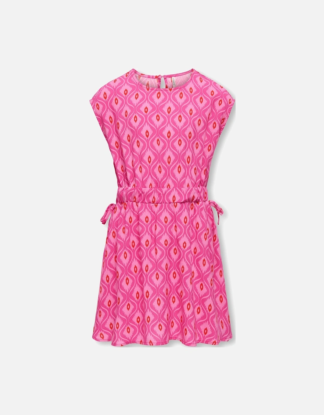 Girls Geo Print Cap Sleeve Dress - Fuchisa Purple, 2 of 1