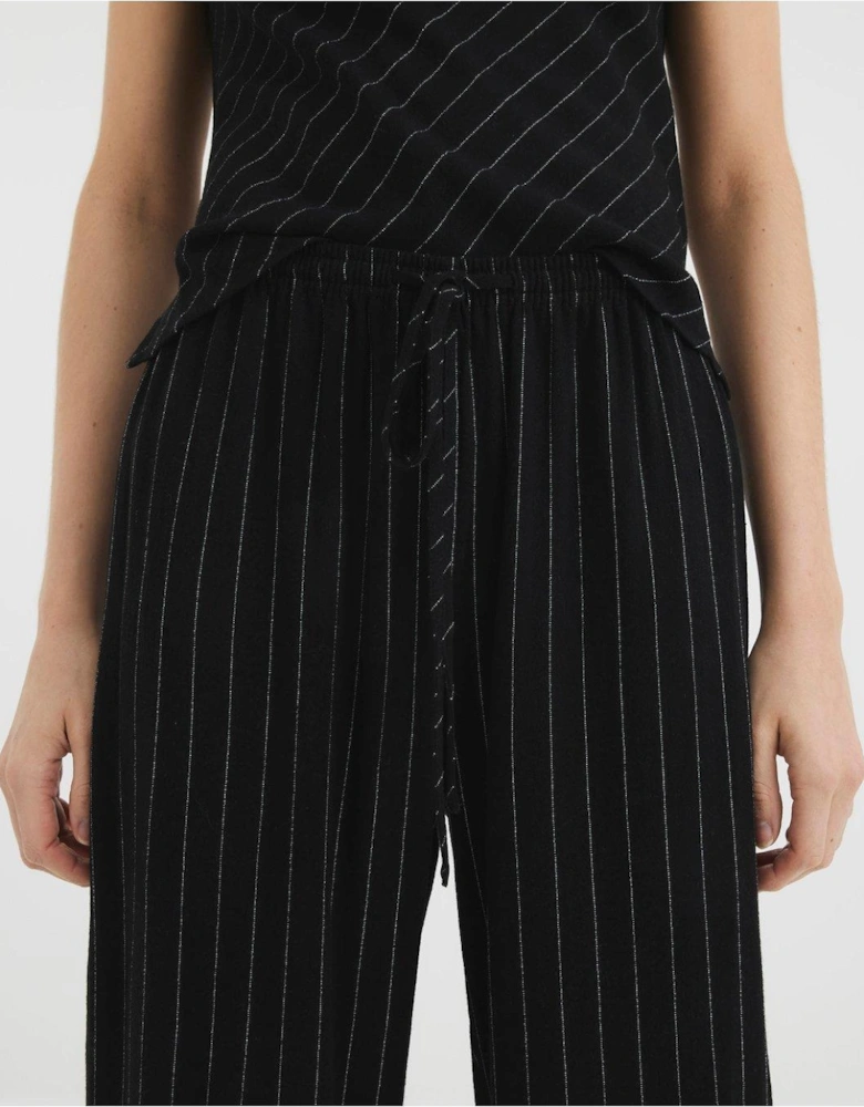 Linen Stripe Trouser - Black