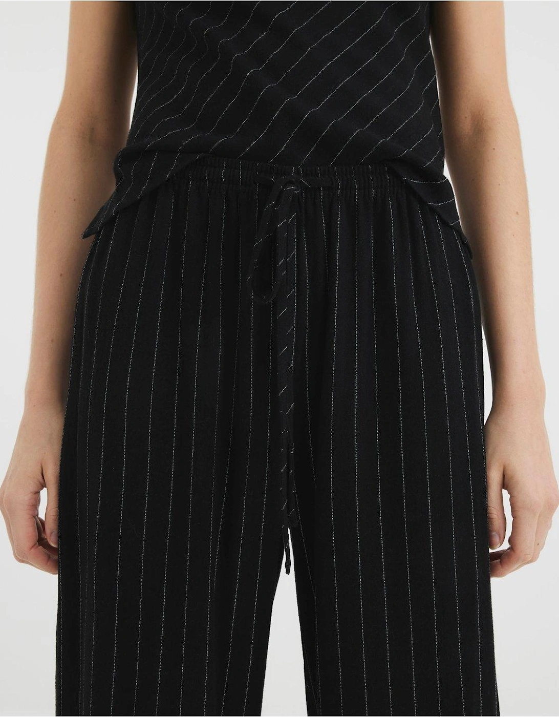 Linen Stripe Trouser - Black
