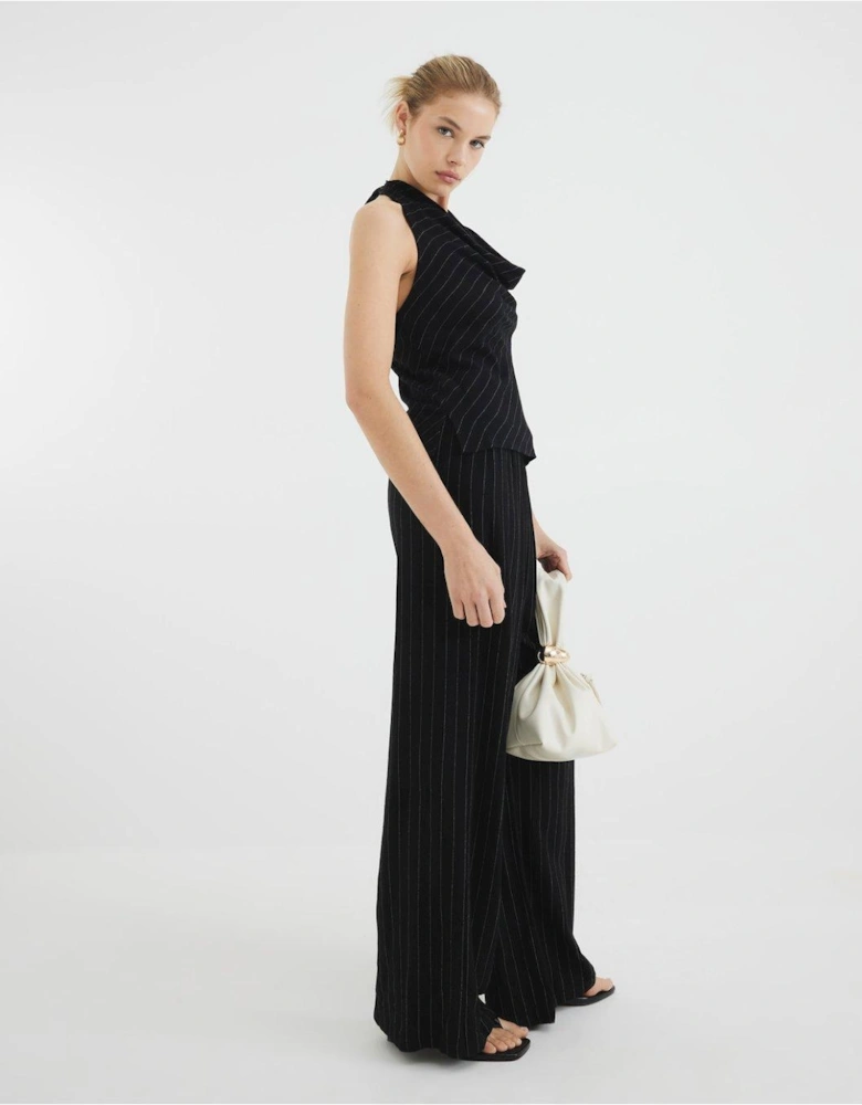 Linen Stripe Trouser - Black