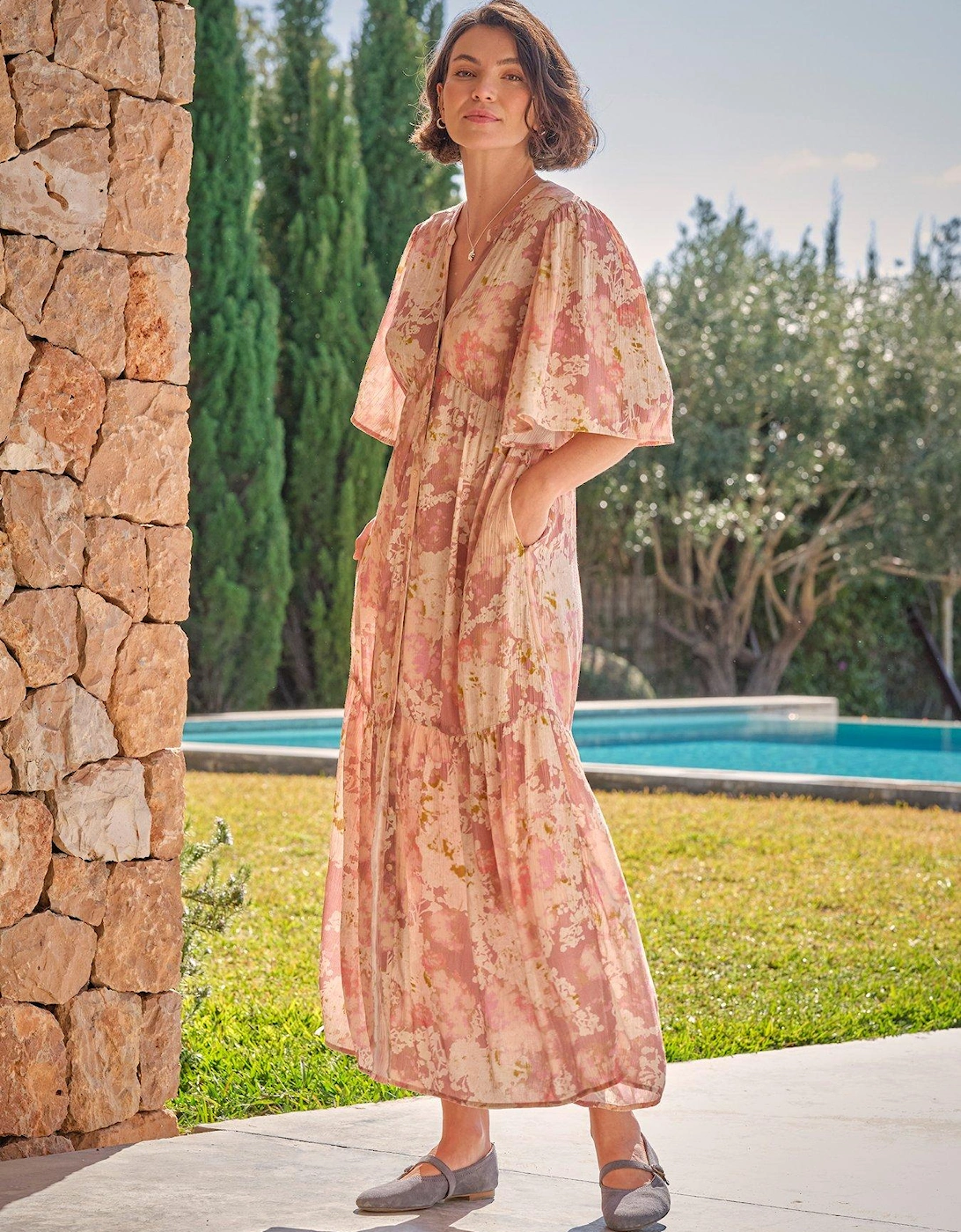 Paige Layered Floral Dress - Pink, 2 of 1