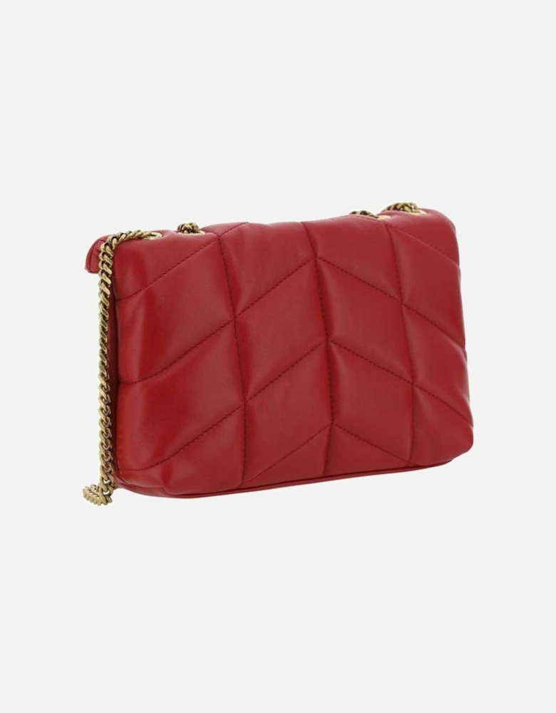 Lambskin Puffer Toy Shoulder Bag with Chain Strap Women - Red