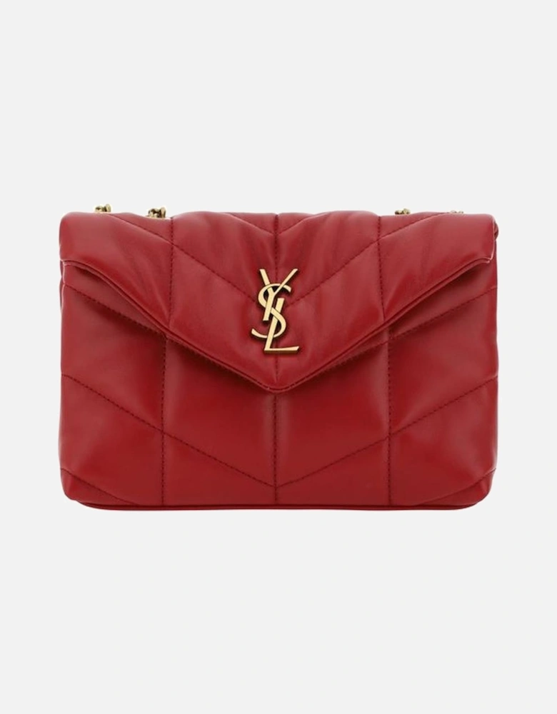 Lambskin Puffer Toy Shoulder Bag with Chain Strap Women - Red
