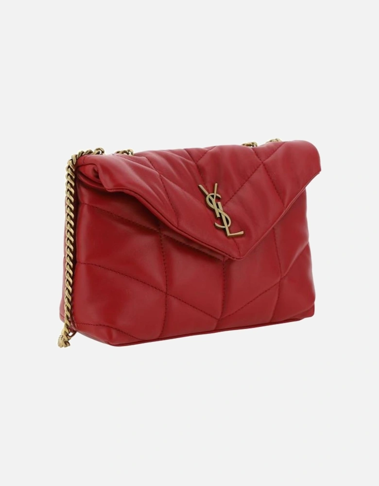 Lambskin Puffer Toy Shoulder Bag with Chain Strap Women - Red