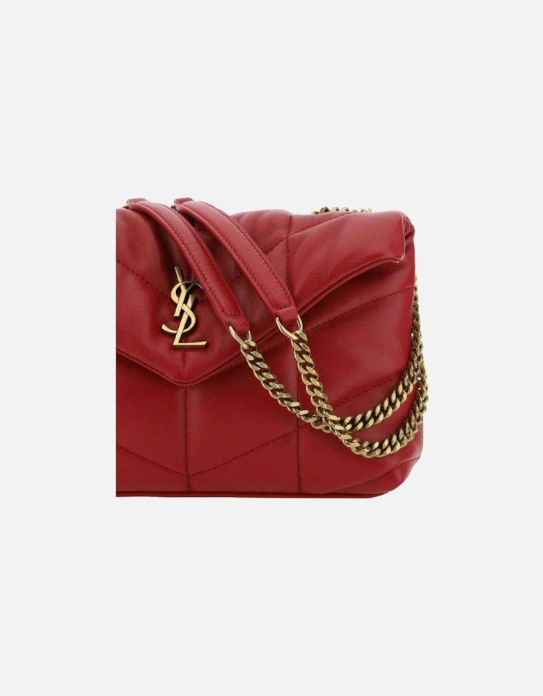 Lambskin Puffer Toy Shoulder Bag with Chain Strap Women - Red