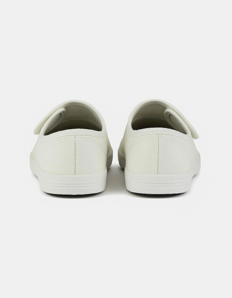 White Canvas Junior Touch Fastening Plimsoll