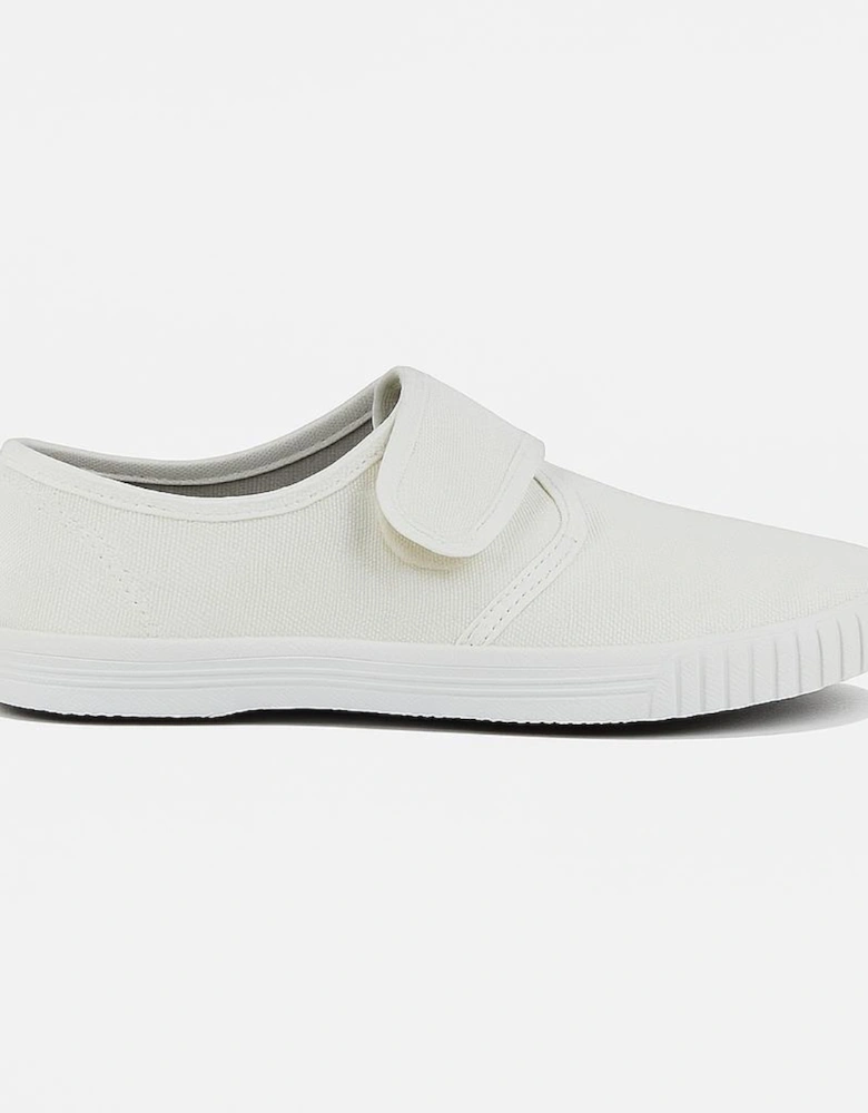 White Canvas Junior Touch Fastening Plimsoll