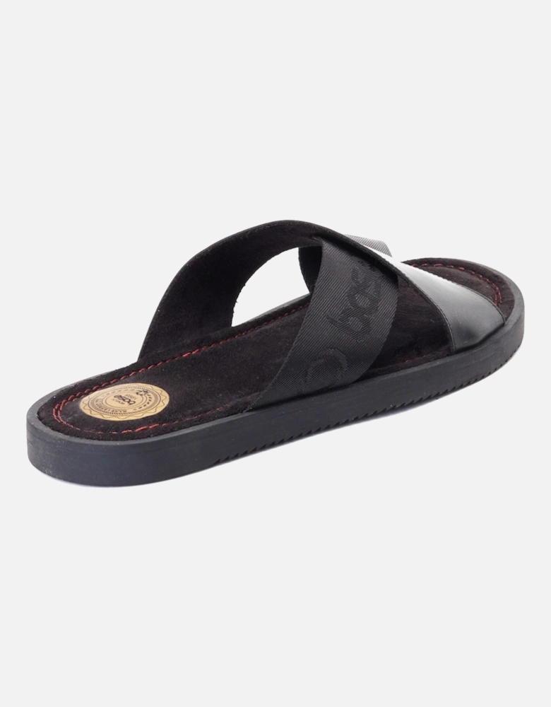 London Webb Leather Men's Black Sandals