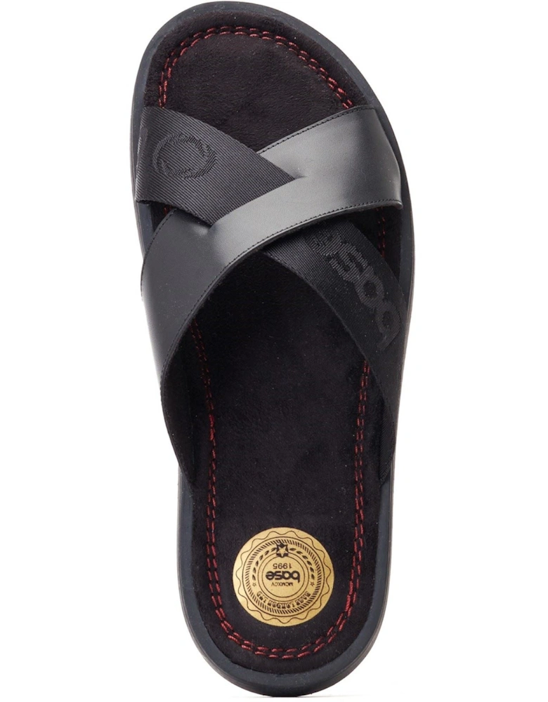 London Webb Leather Men's Black Sandals