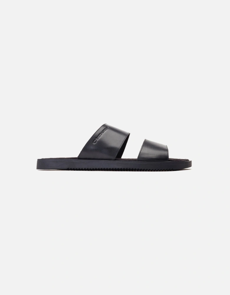 London Maven Leather Men's Black Sandals
