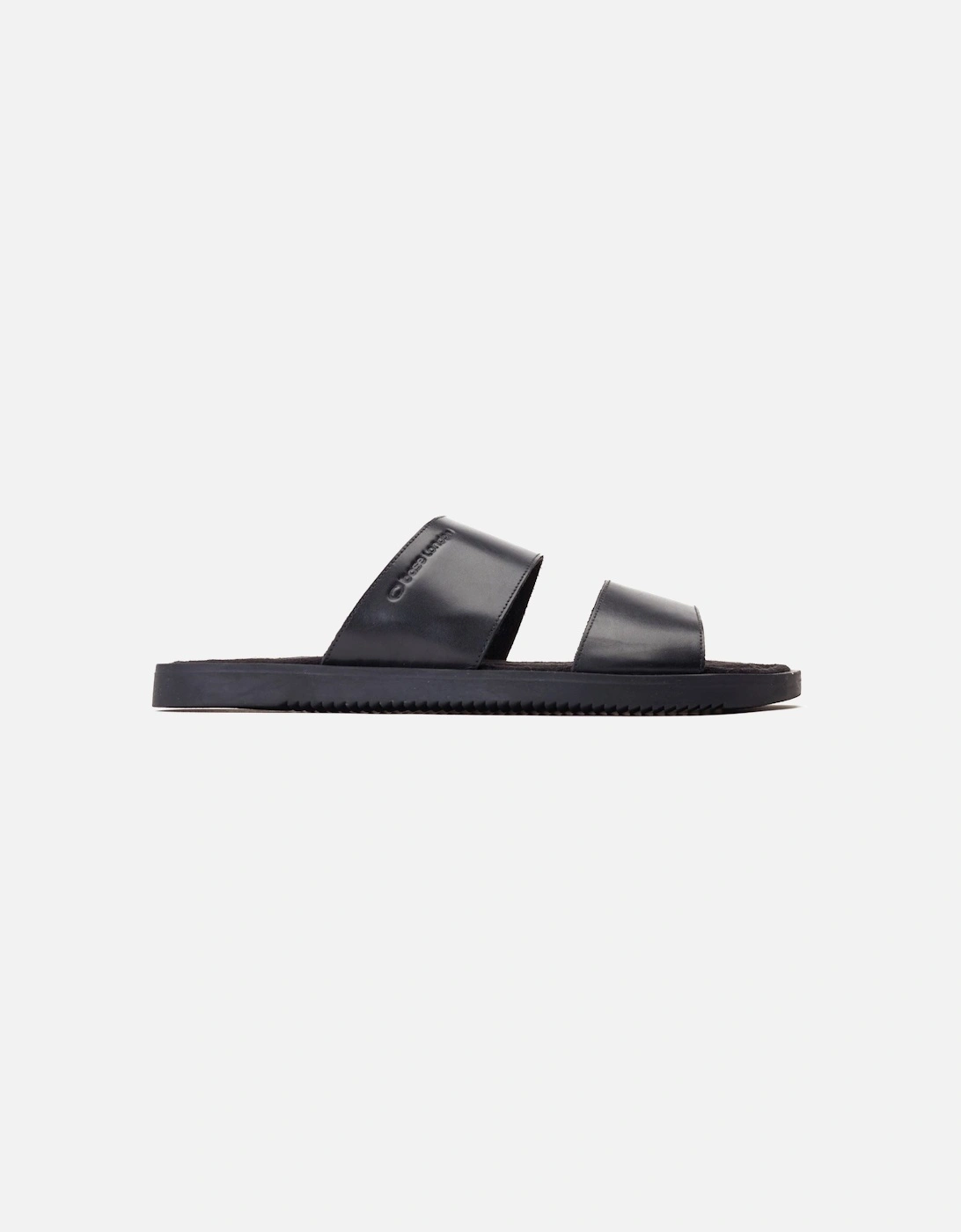 London Maven Leather Men's Black Sandals