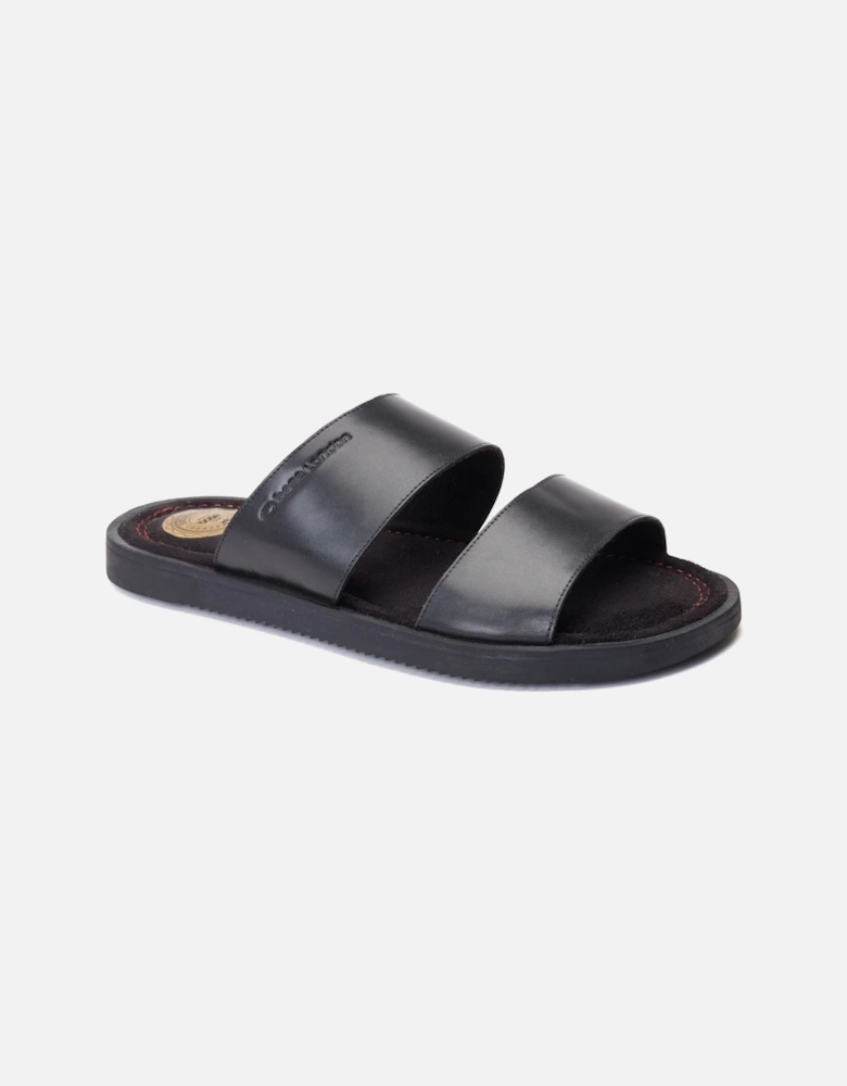 London Maven Leather Men's Black Sandals