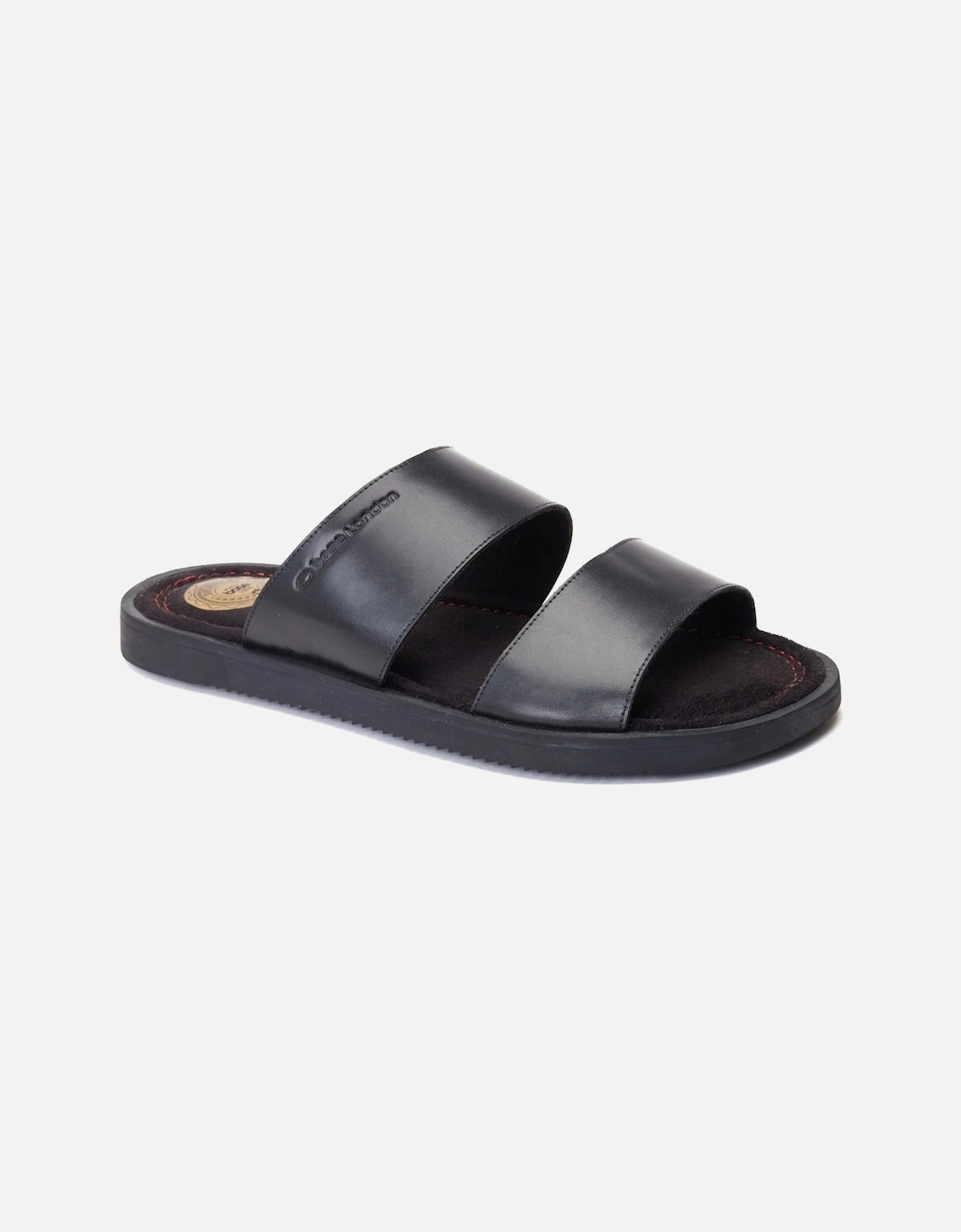London Maven Leather Men's Black Sandals, 7 of 6