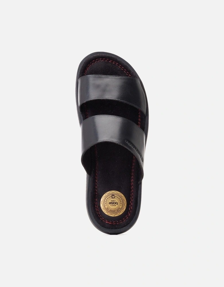 London Maven Leather Men's Black Sandals