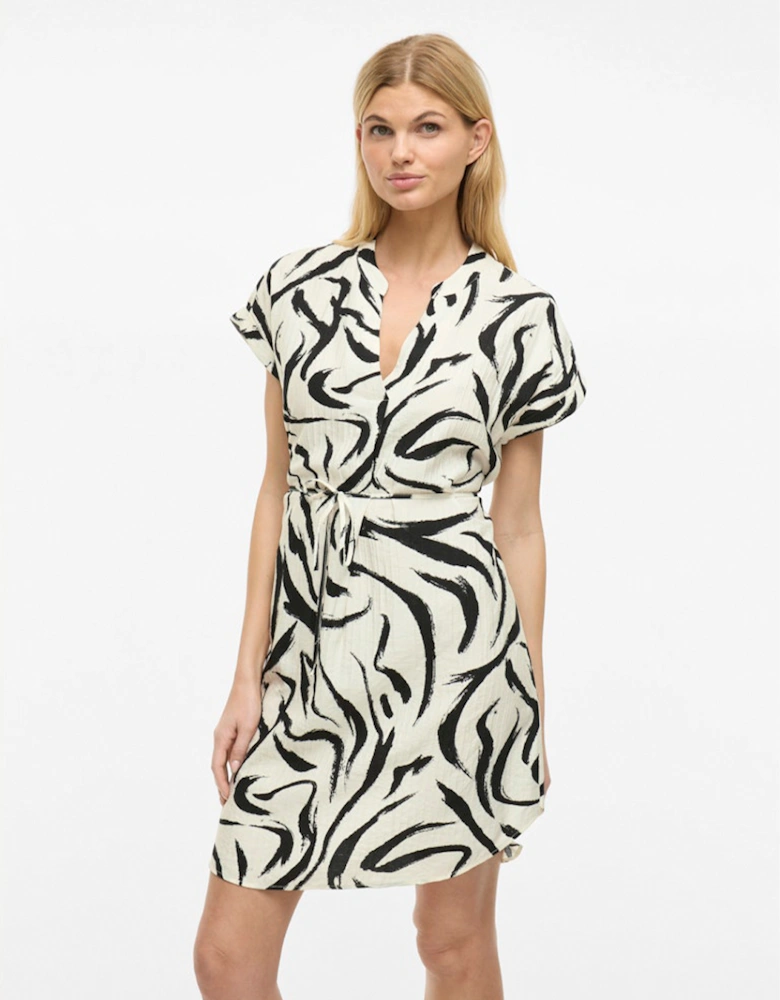 Clo Short Sleeve Short Dress Birch Marble Swirl