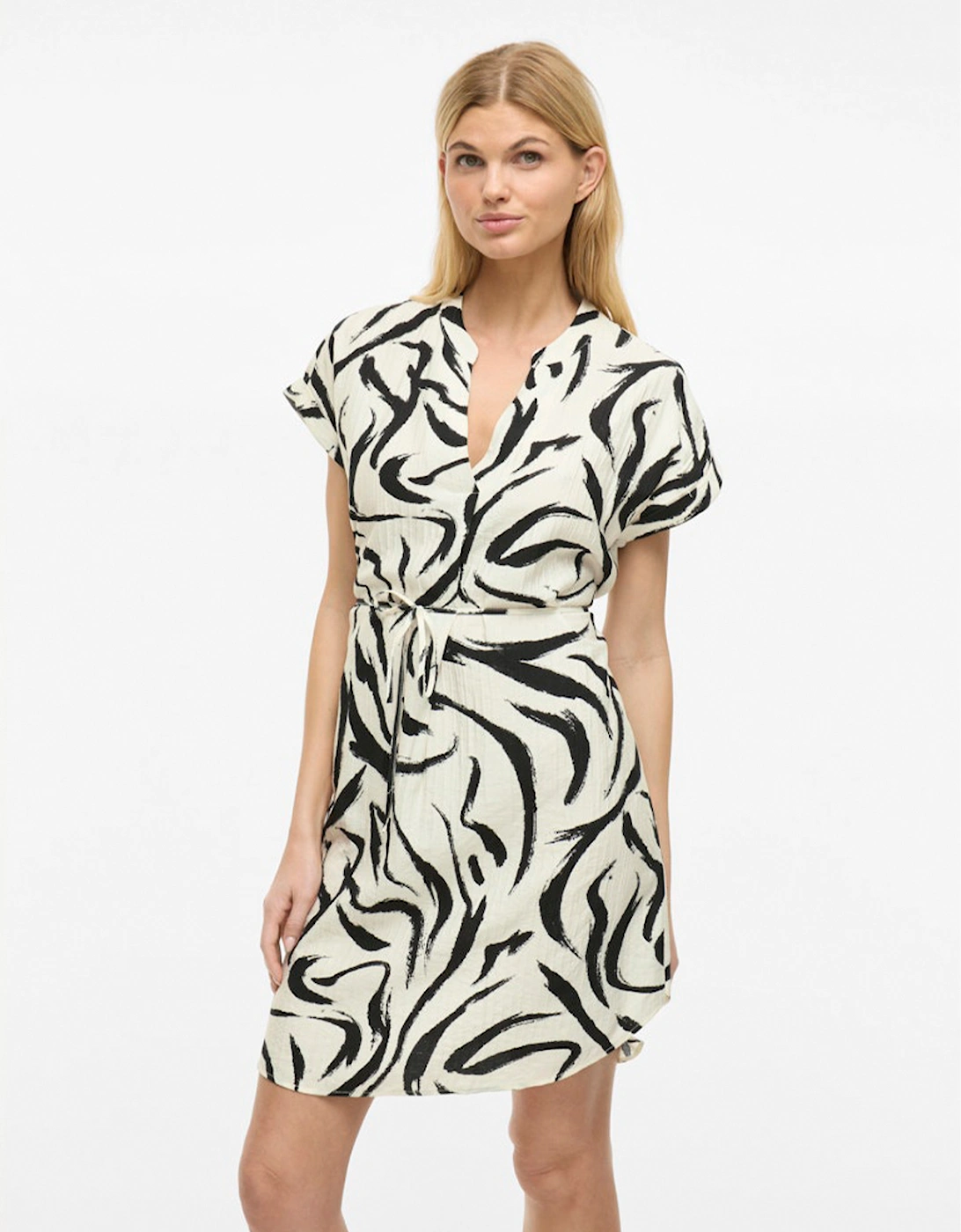 Clo Short Sleeve Short Dress Birch Marble Swirl, 8 of 7