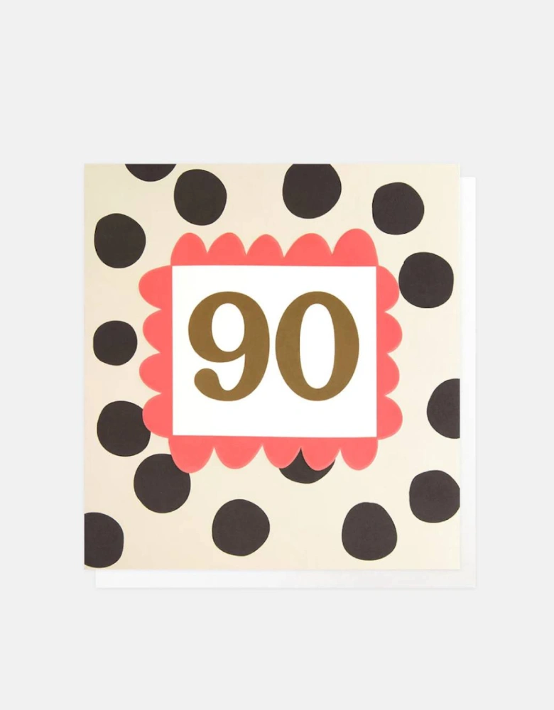 Charcoal Polka Dot 90th Birthday Card