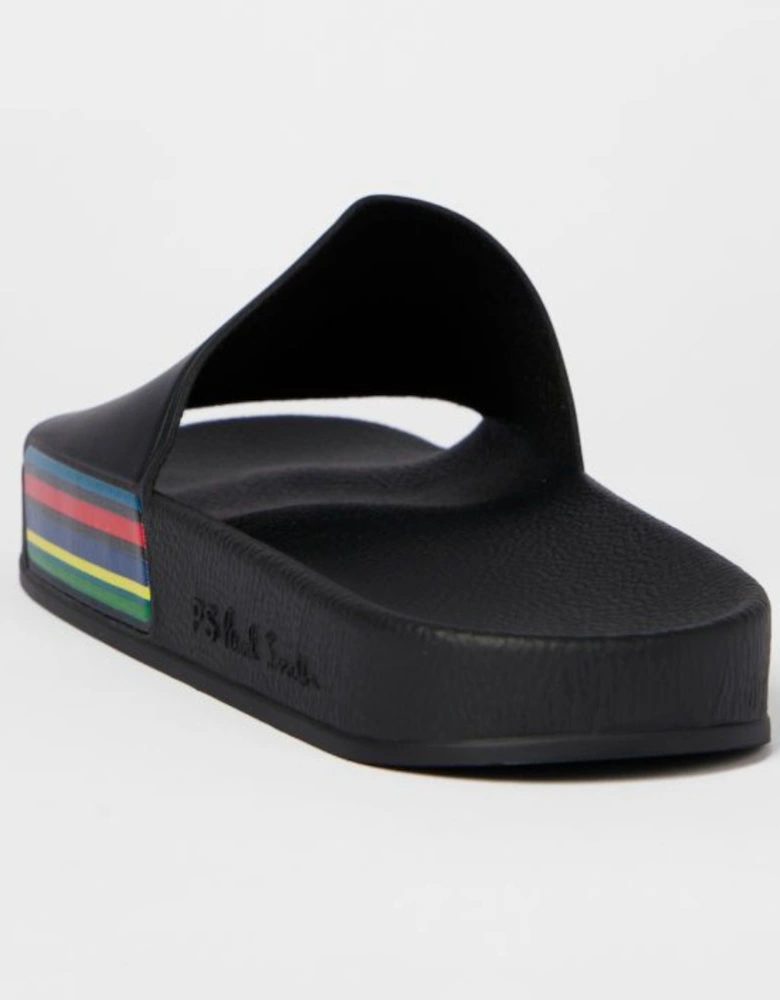 Zed Sports Stripe Sliders, Black