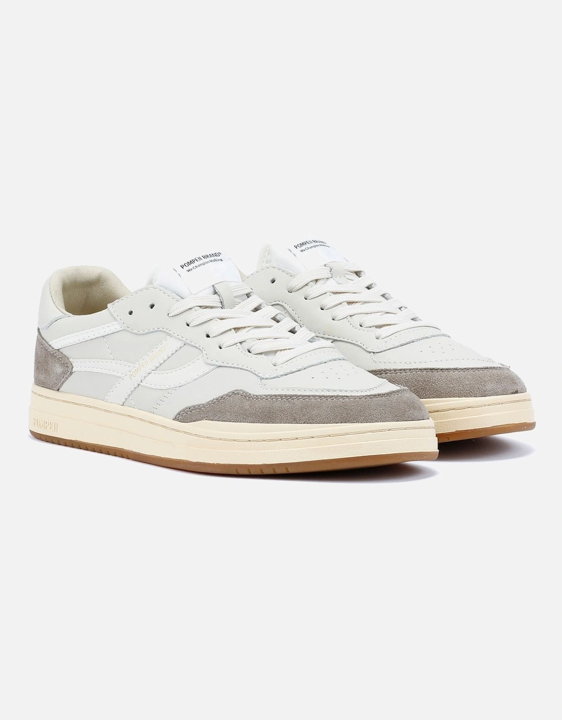 Elan Leather Men's Ecru/Taupe Trainers, 9 of 8