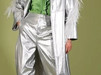 Metallic Silver Faux Leather Culotte Trousers