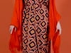 Orange Cashmere Wrap with Faux Fur Trim and Tassels