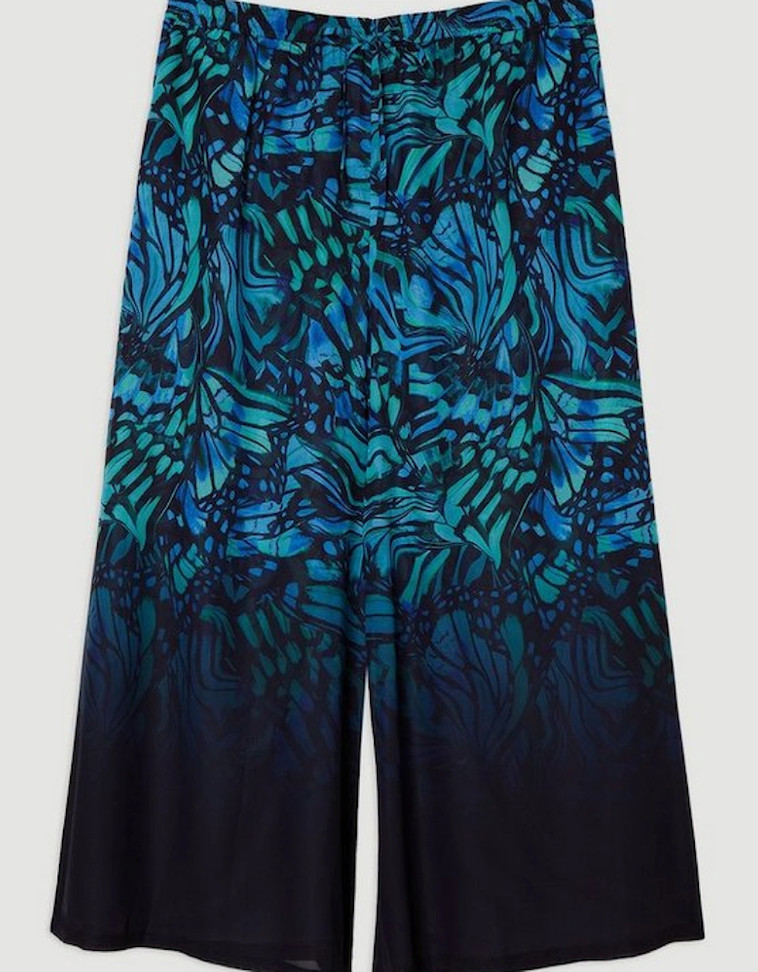 Plus Size Ombre Butterfly Georgette Wide Leg Beach Trouser