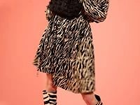 Zebra Print Belted Mini Dress