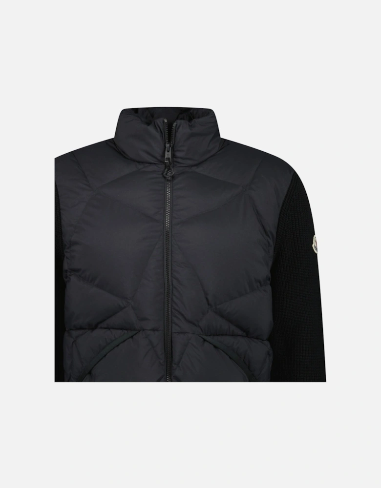 Panelled Padded Cardigan in Black