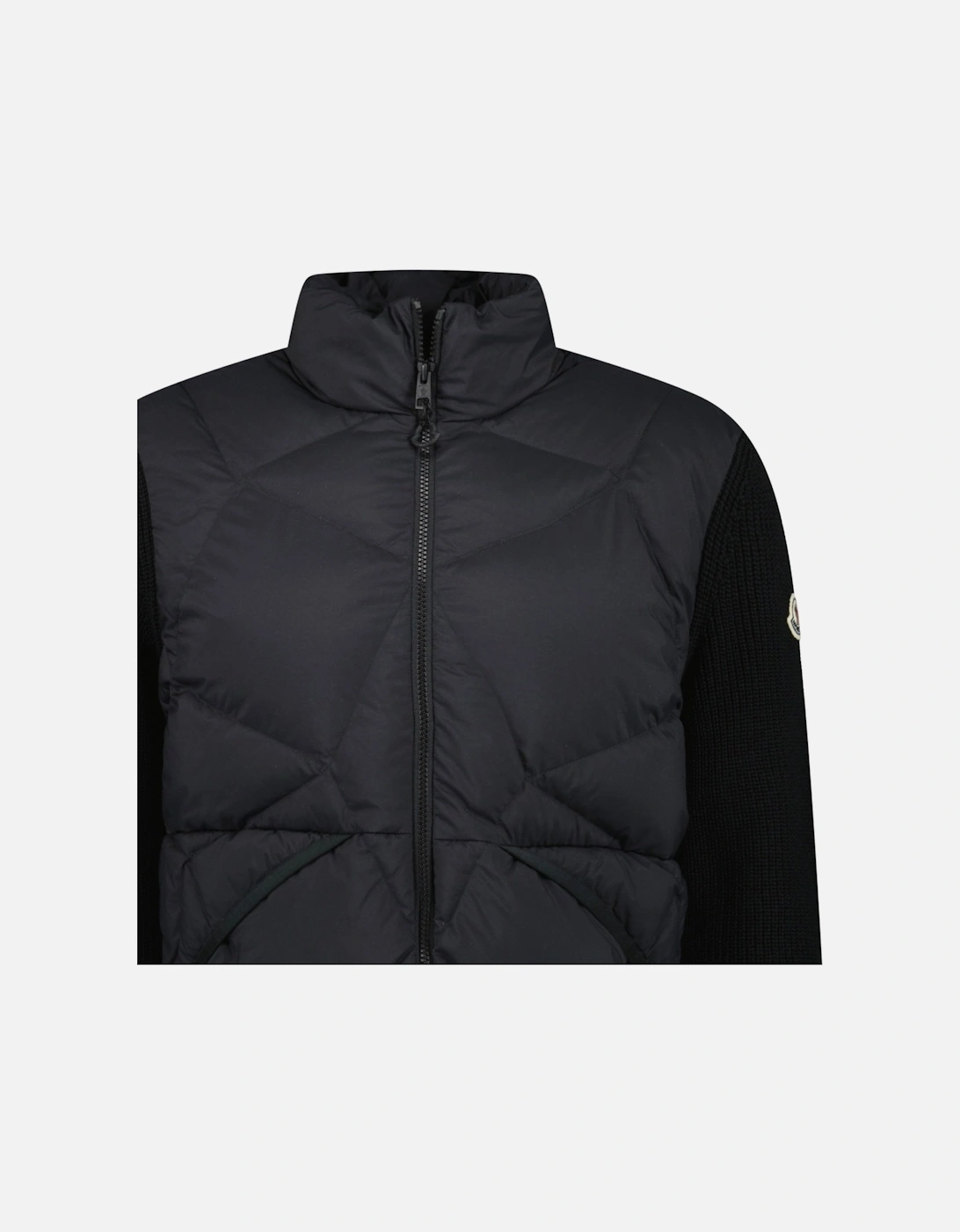 Panelled Padded Cardigan in Black