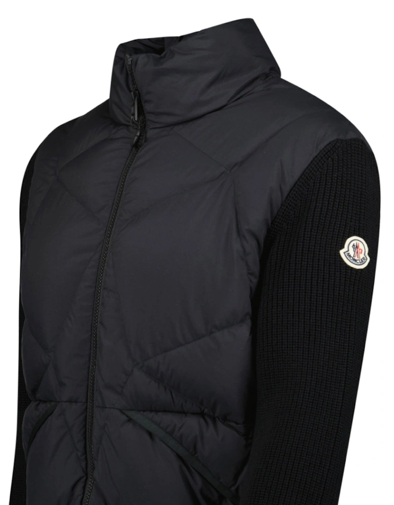 Panelled Padded Cardigan in Black