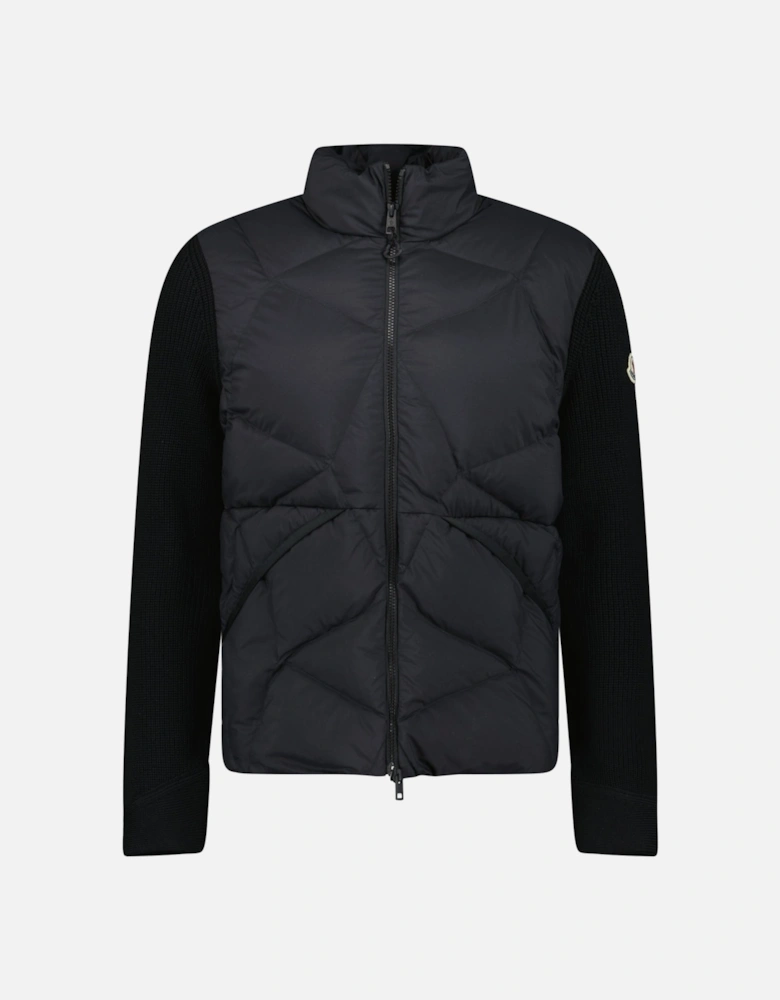 Panelled Padded Cardigan in Black