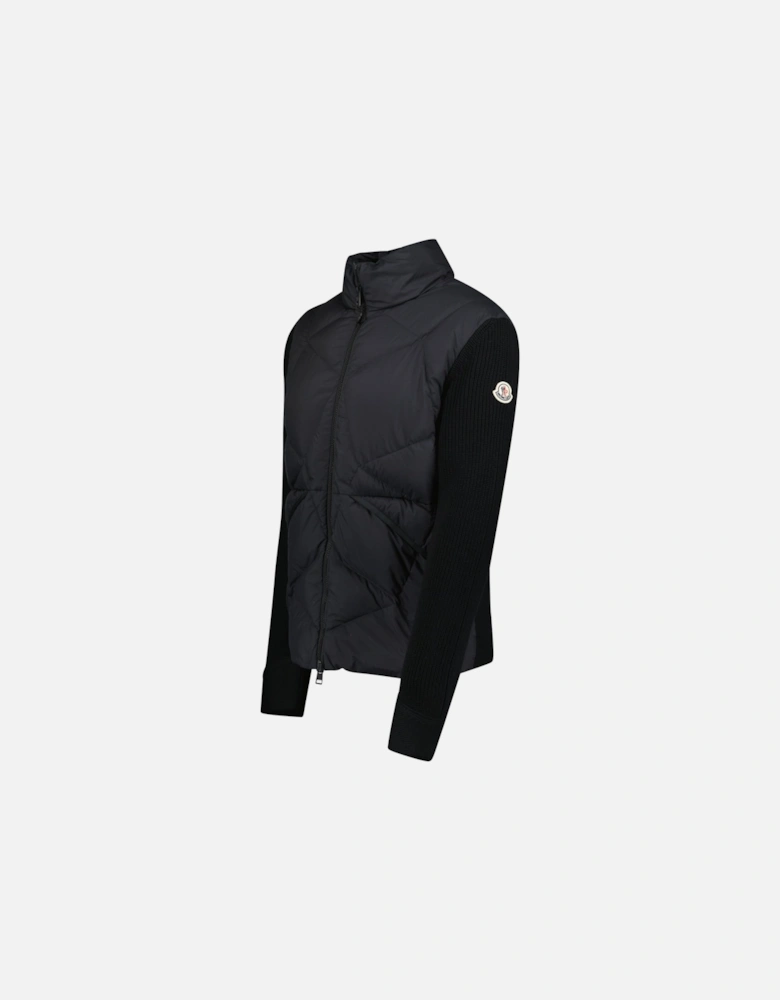 Panelled Padded Cardigan in Black