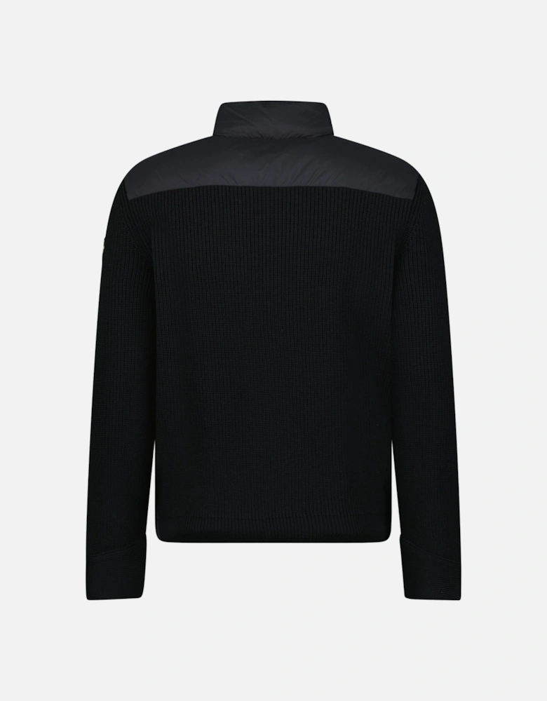 Panelled Padded Cardigan in Black