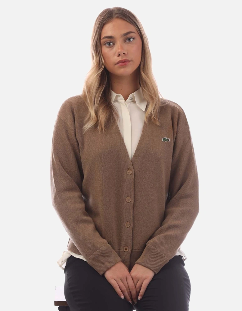 Relaxed Fit V-Neck Wool Cardigan