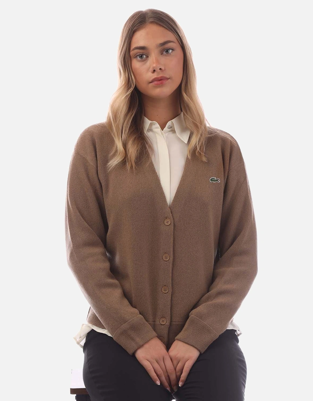 Relaxed Fit V-Neck Wool Cardigan