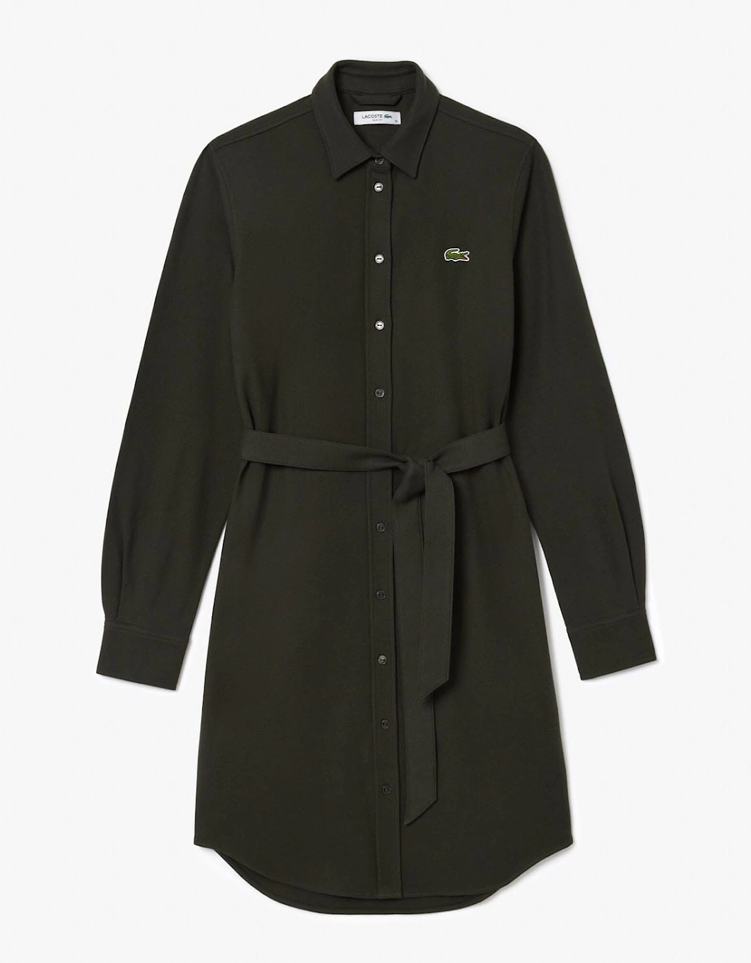 Belted Piqué Shirt Dress
