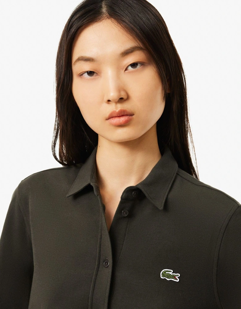 Belted Piqué Shirt Dress
