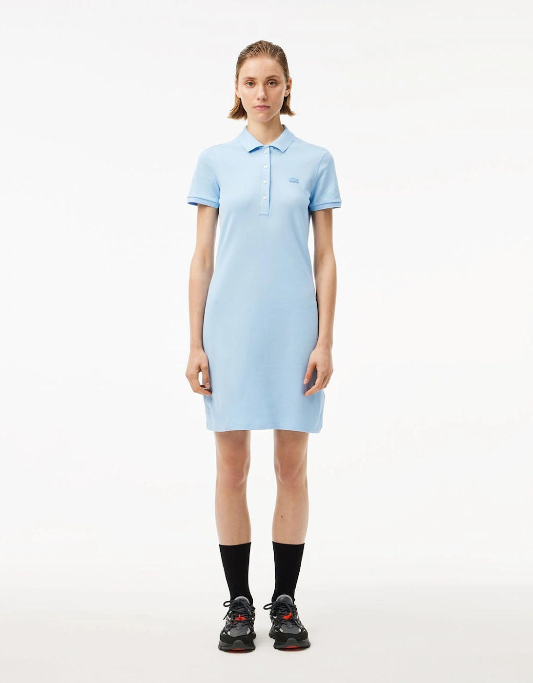 Lacoste Women's Slim Fit Stretch Mini Piqué Polo Dress - Blue - Size: 8