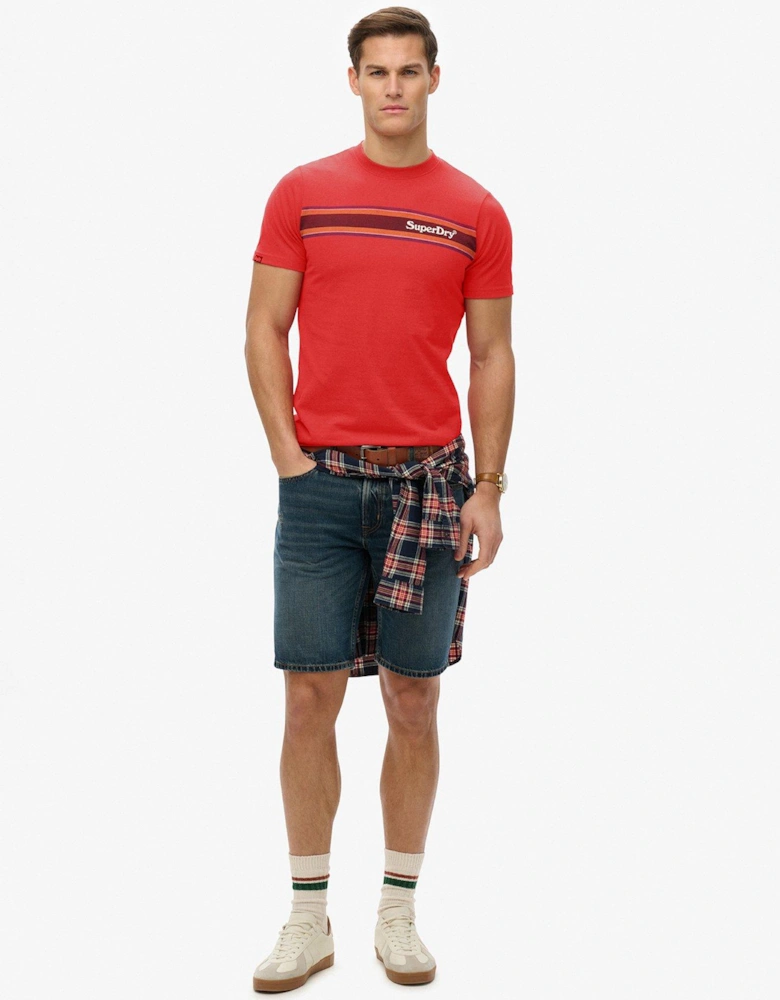 Venue Logo Stripe Relaxed T-Shirt - Red