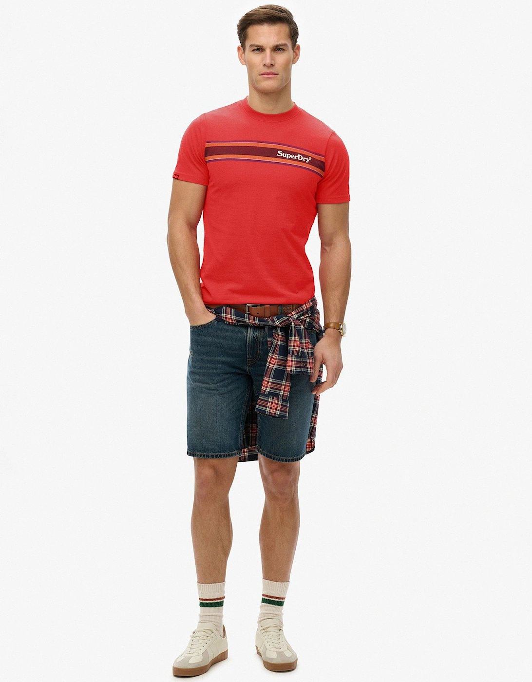 Venue Logo Stripe Relaxed T-Shirt - Red