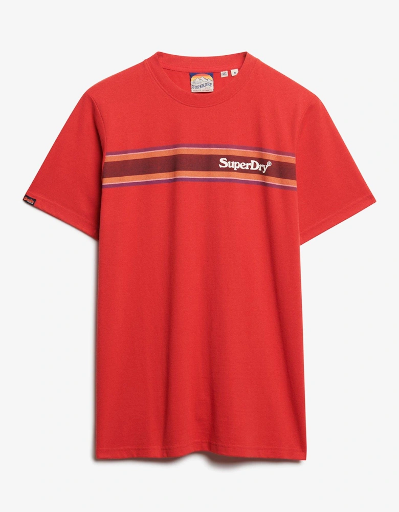 Venue Logo Stripe Relaxed T-Shirt - Red